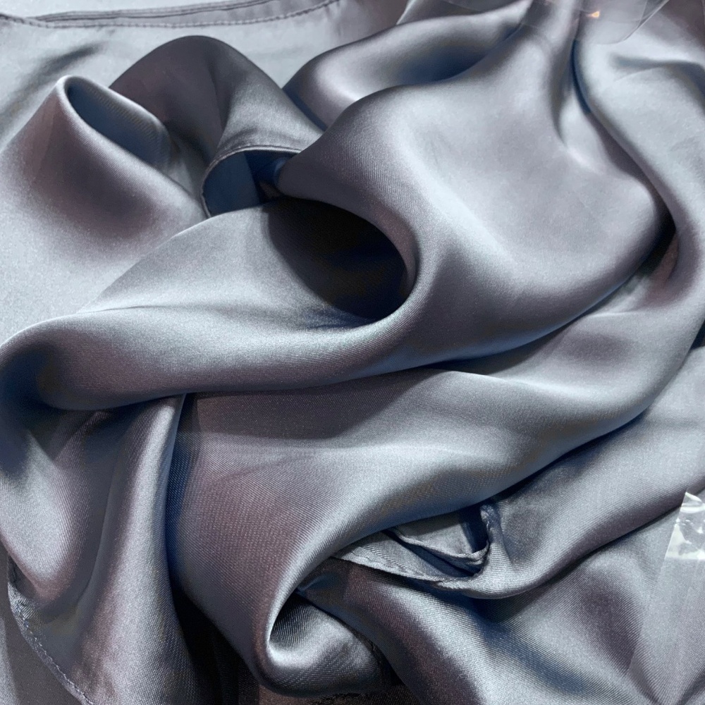 Steel Blue 100% SILK SATIN Large Shawl Scarf Wedding Cover Up Evening Wrap 1 - Picture 2 of 4